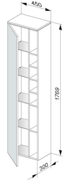 Keuco высокий шкаф-пенал, edition 400, трюфель арт. 31735 370001