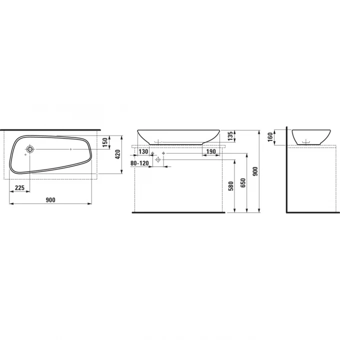 LAUFEN раковина 52х38, PALOMBA - 8.1680.2.000.112.1