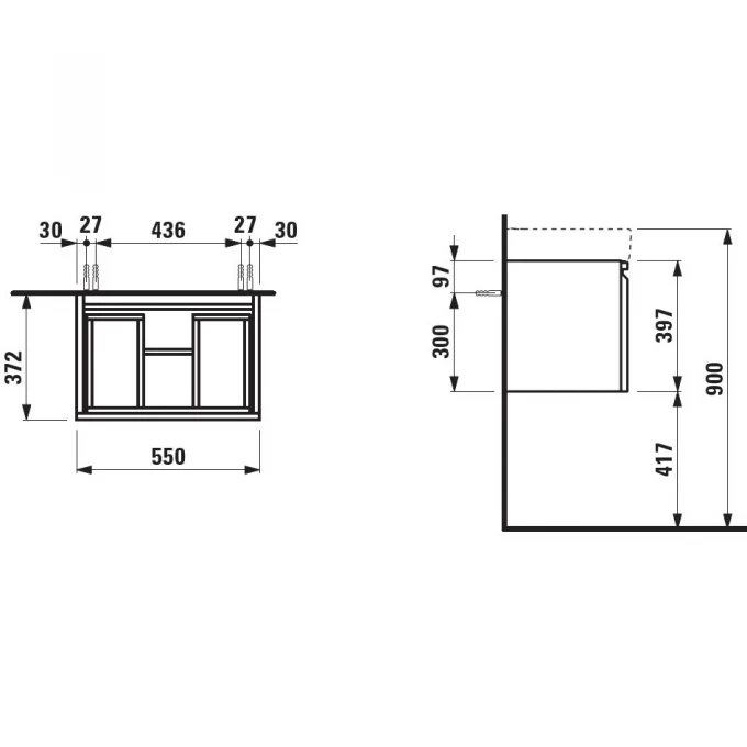 LAUFEN тумба с раковиной, PRO S - 8303.1.095.475.1+8.1895.8