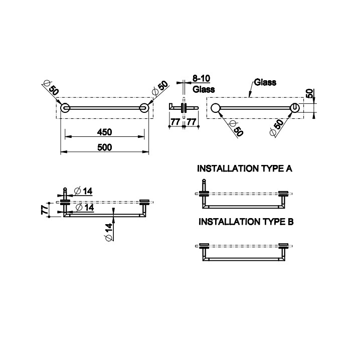 Gessi Полотенцедержатель 45 см для крепления на стело., подвесной, Anello, 63826#031 цвет: хром