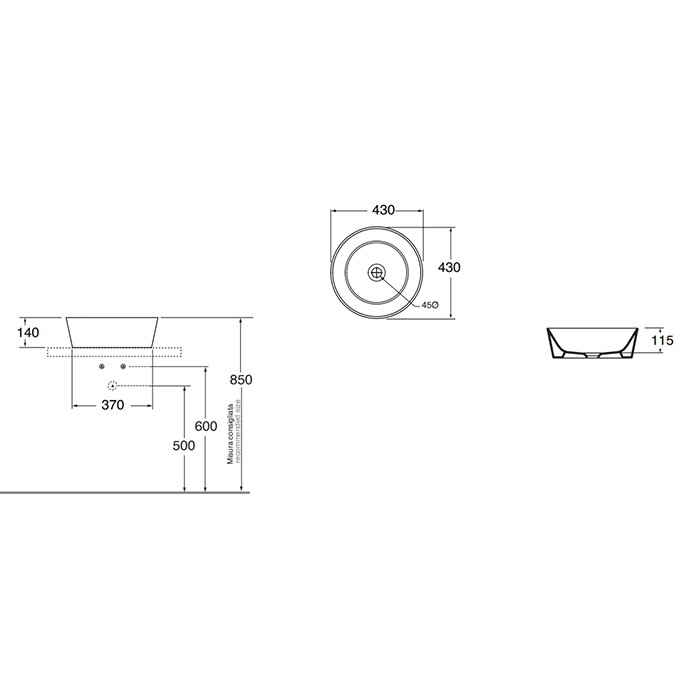 Azzurra раковина чаша 43х43х14см, без отв., Azzurra, FMLA043140C0BI*0 цвет: белый
