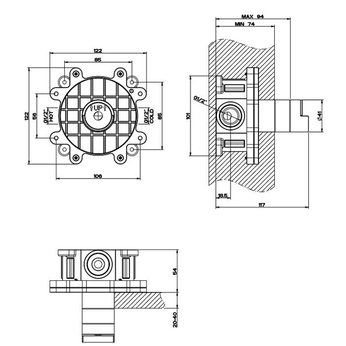 Gessi Встраиваемая часть для смесителя с изливом, Cono, 45097#031 цвет: