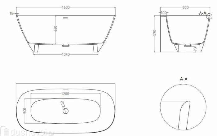 Salini ванна пристенная 160x80, sofia, 102527mrh цвет: матовый белый