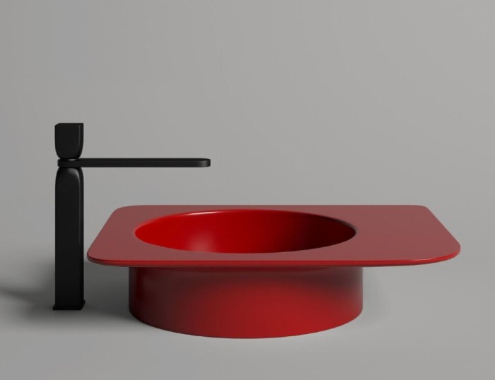 Salini раковина накладная 54x44,7, ninfea, 110521mrf цвет: матовый красный