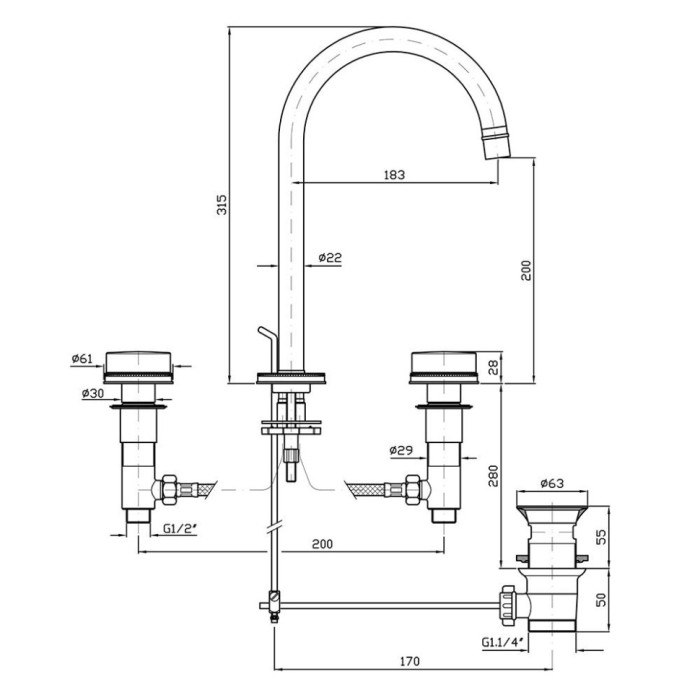 Zucchetti смеситель для раковины на 3 отверстия с декорированным фланцем, savoir, хром арт. zsa402.c-