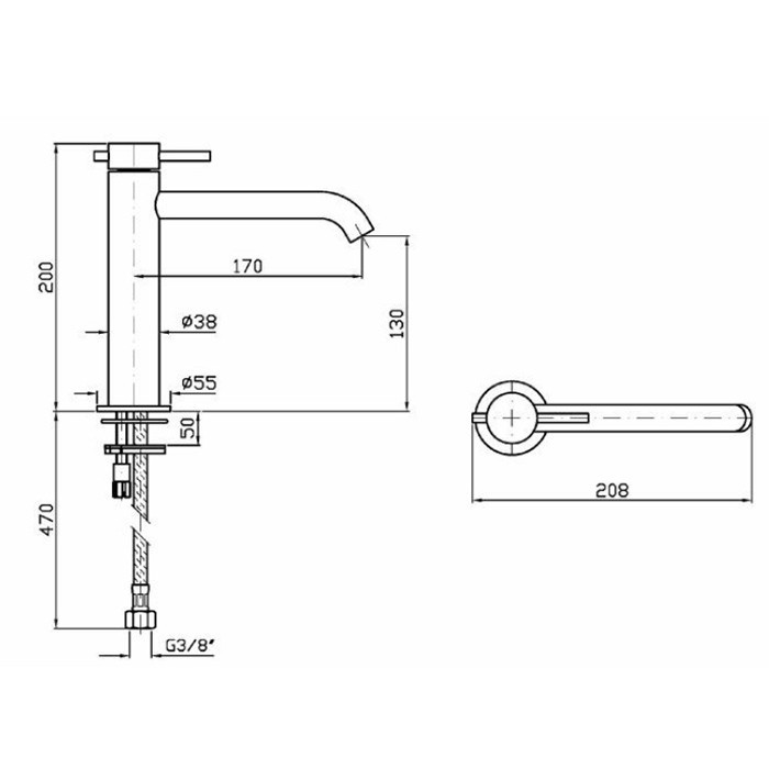 Zucchetti смеситель для раковины, на 1 отв., helm, нержавеющая сталь арт. zhe688.x