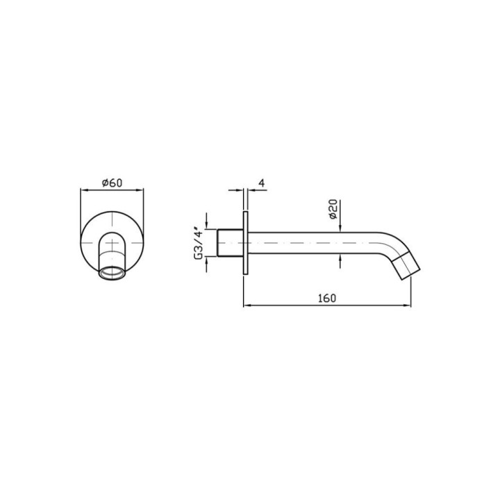 Zucchetti излив настенный, 160 мм, pan, хром арт. z92183