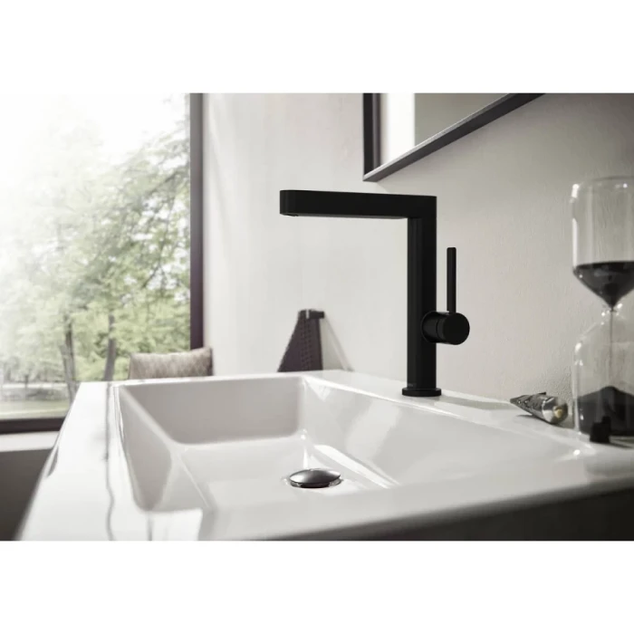 Hansgrohe смеситель для раковины с донным клапаном, Finoris, черный арт. 76060670