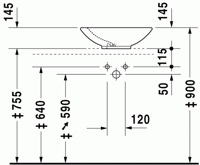 Duravit раковина встраиваемая сверху 48х48см, bagnella, 0451480000 цвет: белый