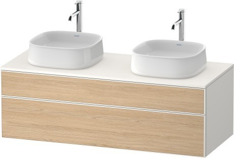 Duravit тумба подвесная под две раковины 550 мм х 1300 мм х 442 мм, zencha, ze4823b30840000 цвет: натуральный дуб/белый суперматовый