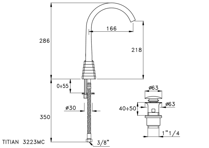 Stella смеситель для раковины, titian, никель арт. tt00117ni01