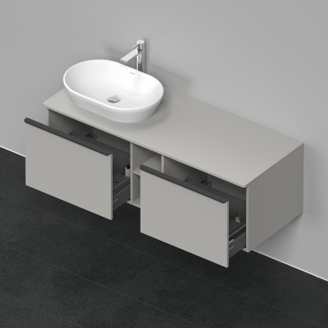 Duravit тумба подвесная под раковину слева 1400 мм х 550 мм и открытой полкой, d-neo, de4950l0707 цвет: бетонно-серый матовый
