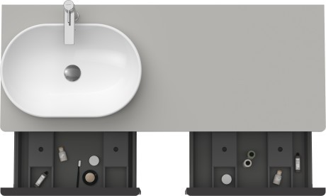 Duravit тумба подвесная под раковину слева 1400 мм х 550 мм и открытой полкой, d-neo, de4950l0707 цвет: бетонно-серый матовый