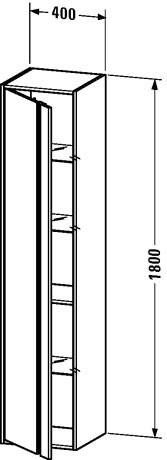 Duravit шкаф высокий левый, с полками, ketho, kt1265l2222 цвет: белый глянцевый