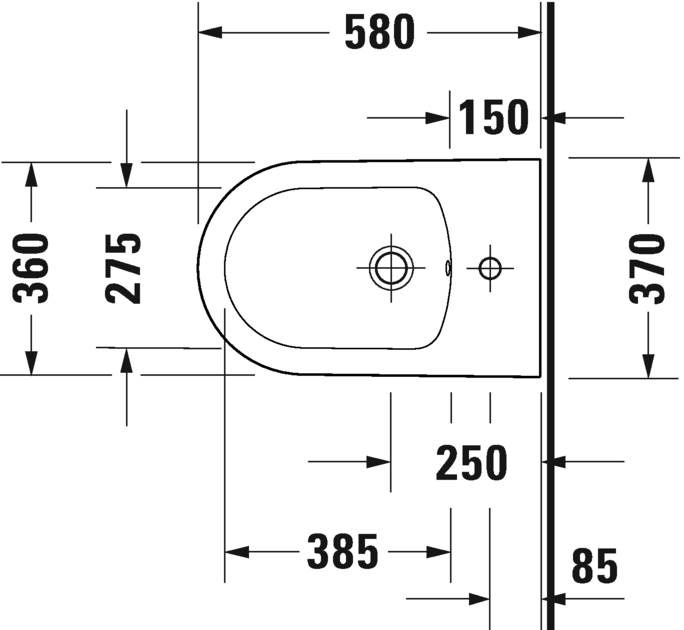Duravit напольное биде 370 мм х 580 мм, c отверстием под смеситель, с переливом, с креплением, white tulip, 2293100000 цвет: белый