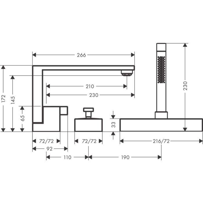 AXOR смеситель на край ванны, Edge, золото арт. 46430990