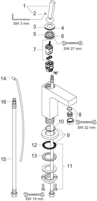 AXOR смеситель для раковины, однорычажный 80, с донным клапаном, Citterio, хром арт. 39015000