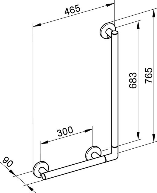 Keuco поручень угловой 90° 465/765 мм, plan care, алюминий анодированный, хром арт. 34906 170306