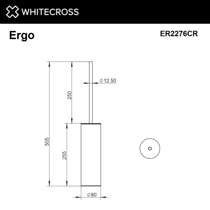 Ершик для унитаза, напольный, Whitecross Ergo chrome, хром арт. ER2276CR