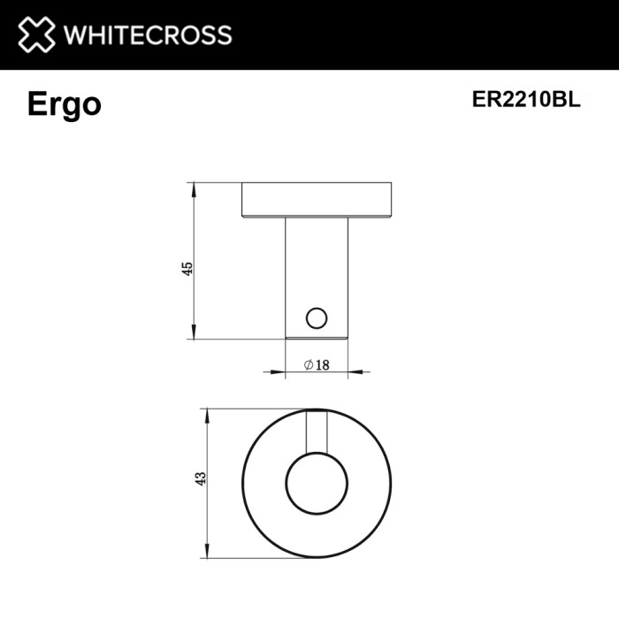 Крючок, для полотенец, Whitecross Ergo black, черный мат арт. ER2210BL