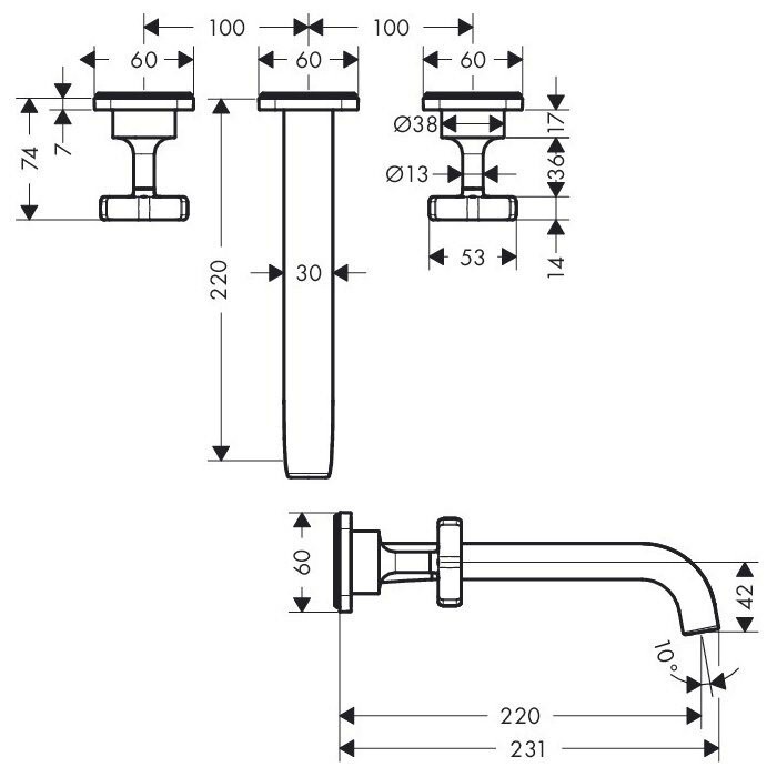 AXOR смеситель для раковины, Citterio E, хром арт. 36107000