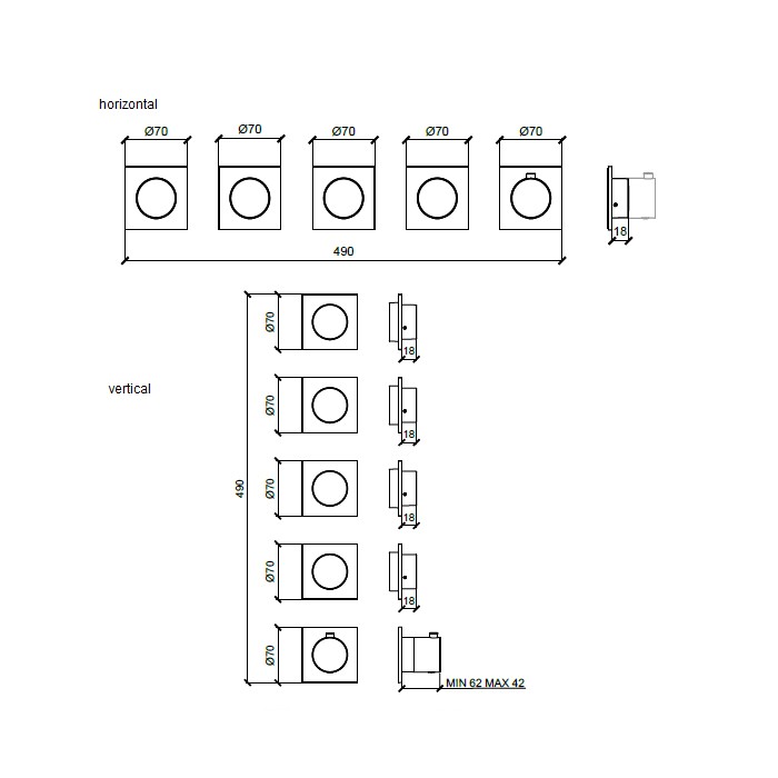 Смеситель для душа, встраиваемый, термостатический, Almar Modular, медь арт. E180490.CO