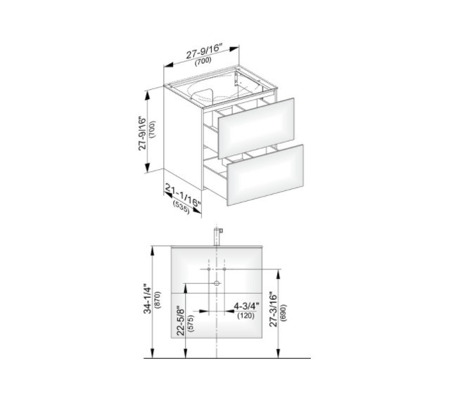Keuco тумба подвесная под раковину с двумя выдвижными фронтами, с внутренней светодиодной подсветкой, edition 11, белый арт. 31342 380100