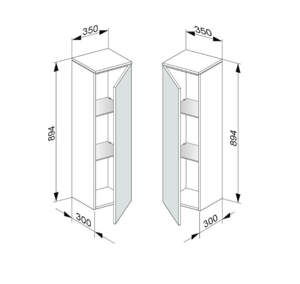 Keuco шкаф средний подвесной петли слева, edition 400, белый арт. 31720 210001