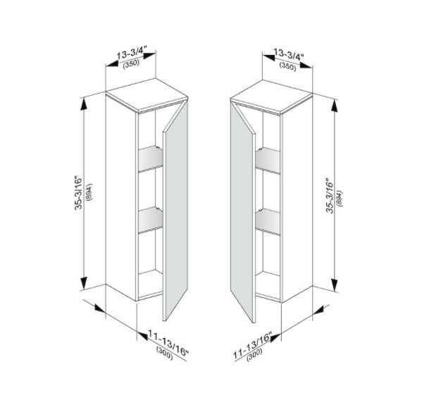 Keuco шкаф средний подвесной петли слева, edition 400, белый арт. 31720 210001