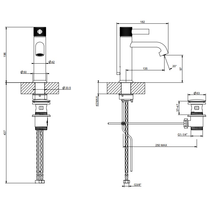 Gessi Смеситель для раковины, 1 отв., Inciso, 58001#031 цвет: хром