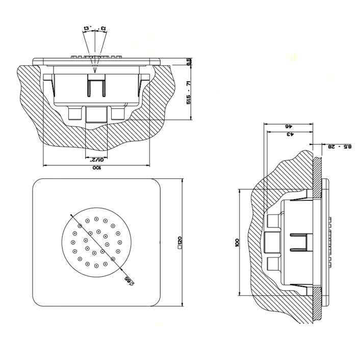 Gessi Внутренняя часть боковой встраиваемой форсунки, 32985#031