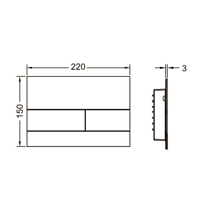 TECE панель смыва с двумя клавишами металлическая, чёрный матовый, square ii - 9240833