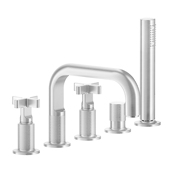 Gessi Смеситель для ванны, 5 отв., с ручным душем и шлангом 150 см, Inciso, 58140#031 цвет: хром