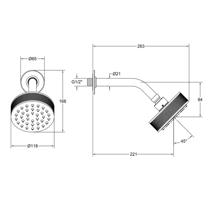 Gessi Душевая головка настенная, шарнирная на 1/2”, d200мм, Inciso, 58189#149 цвет: finox