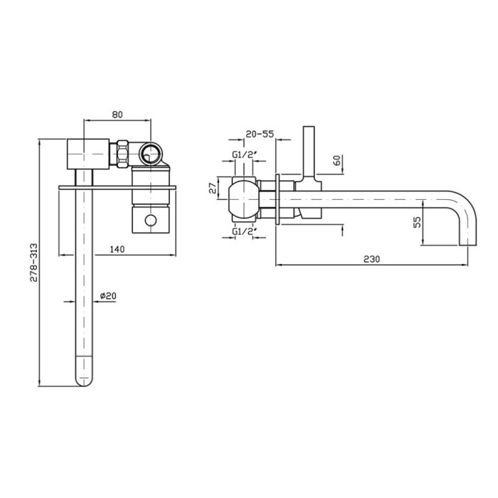 Zucchetti однорычажный смеситель для раковины на 2 отверстия, излив 230 мм, pan, хром арт. r99815 zp6124