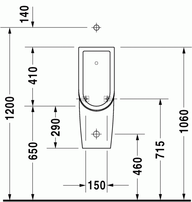 Duravit писсуар подвесной 826250000 с подачей воды сверху, без "мушки", с креплением, starck 3, 0826250000 цвет: белый