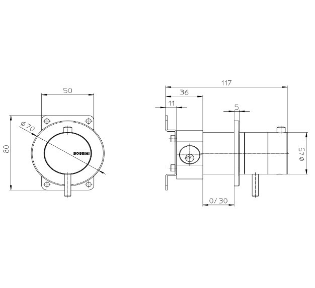 Bossini внешняя часть термостата для душа на 1 потребитель, nobu, нержавеющая сталь арт. inz221.075