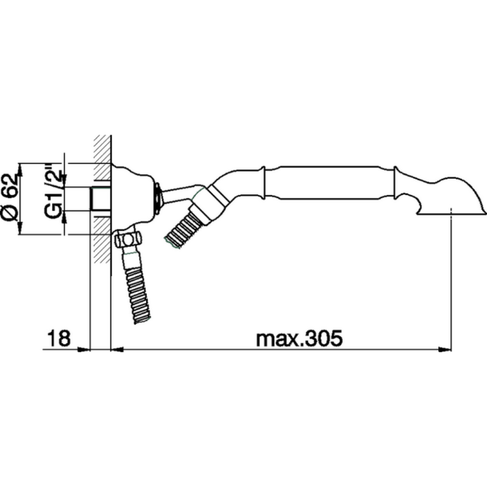 Cisal душевой гарнитур : ручная лейка, шланг 120 см, вывод с держателем ts00304024 arcana toscana, цвет: золото