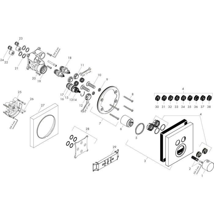 AXOR термостат для душа, ShowerSelect, шлифованное красное золото арт. 36715310