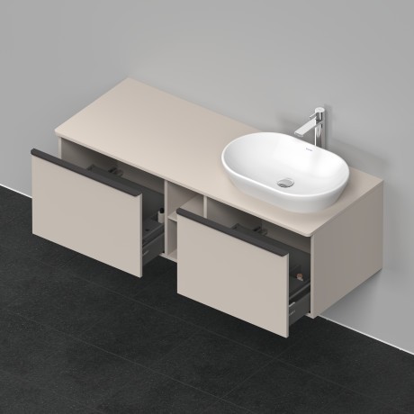 Duravit тумба подвесная под раковину справа 1400 мм х 550 мм и открытой полкой, d-neo, de4950r9191 цвет: серо-коричневый матовый