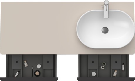 Duravit тумба подвесная под раковину справа 1400 мм х 550 мм и открытой полкой, d-neo, de4950r9191 цвет: серо-коричневый матовый