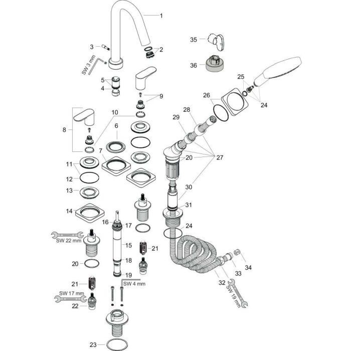 AXOR смеситель на край ванны, Citterio M, шлифованное красное золото арт. 34454310
