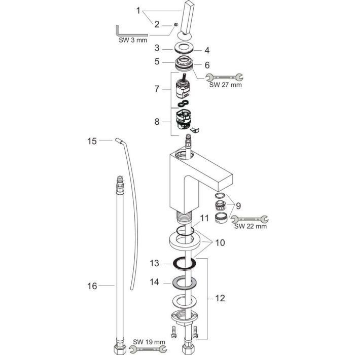 AXOR смеситель для раковины, однорычажный, 110 с тонкой рукояткой, со сливным гарнитуром, Citterio, золото арт. 39010250