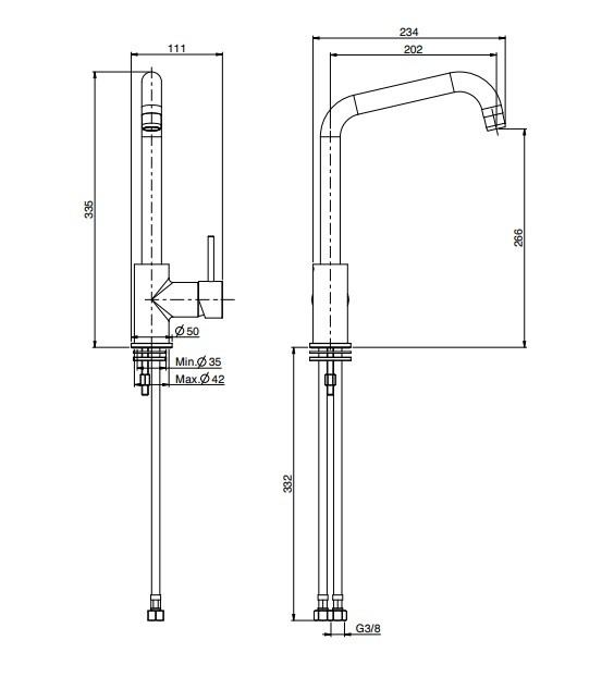 Fima Carlo Frattini смеситель для кухни, вращающийся излив, с двумя гибкими шлангами 370мм, kitchen, хром арт. f3067/1rcr