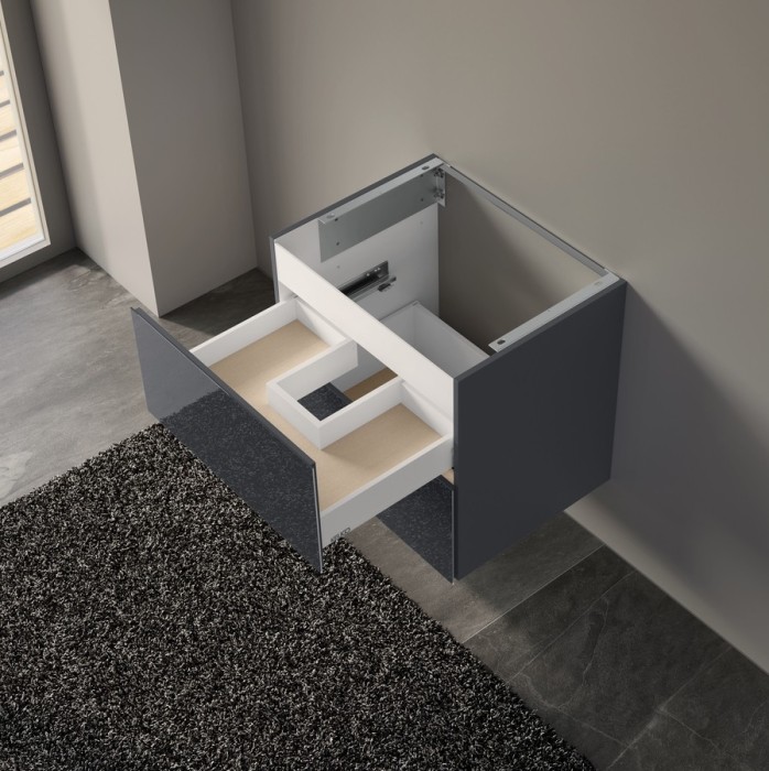 Keuco тумба подвесная под раковину 490 мм х 650 мм, c 2 выдвижными ящиками, антрацит/антрацит, plan, антрацит арт. 32953 110000