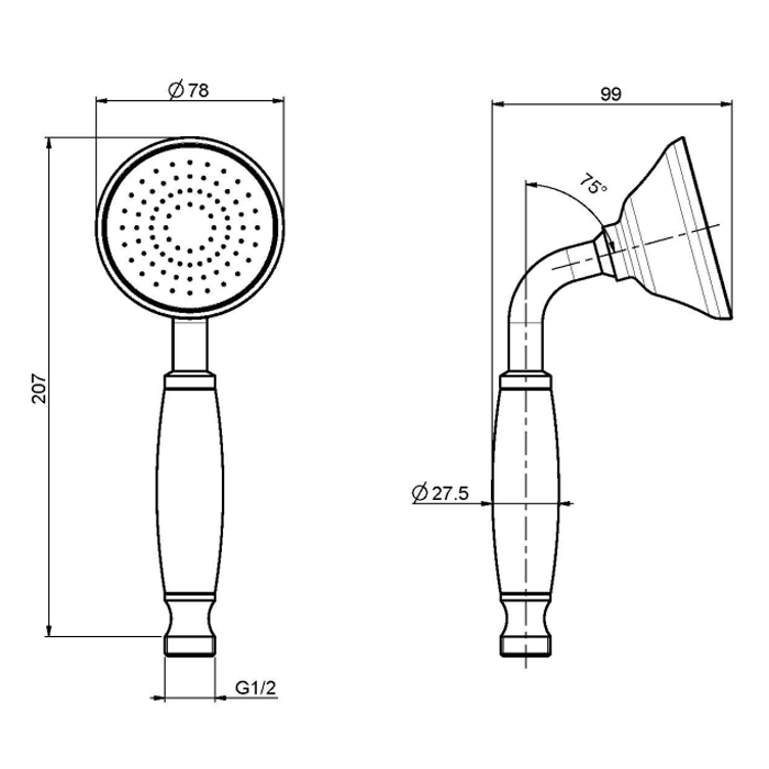 Fima Carlo Frattini ручной душ с белой ручкой wellness, бронза арт. f2104br