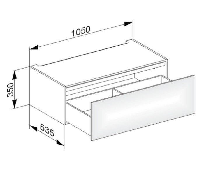 Keuco модуль нижнего шкафа для встройки снизу, с одним выдвижным ящиком, с внутренней светодиодной подсветкой, edition 11, белый арт. 31312 380100