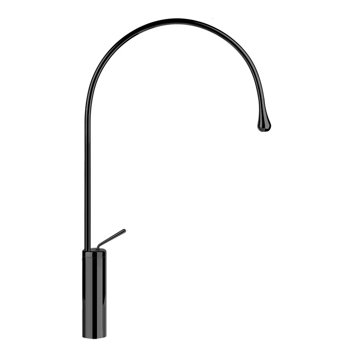 Gessi Смеситель для раковины на 1 отверстие, высокий, излив 387мм R=197, Goccia, 33610#299 цвет: черный