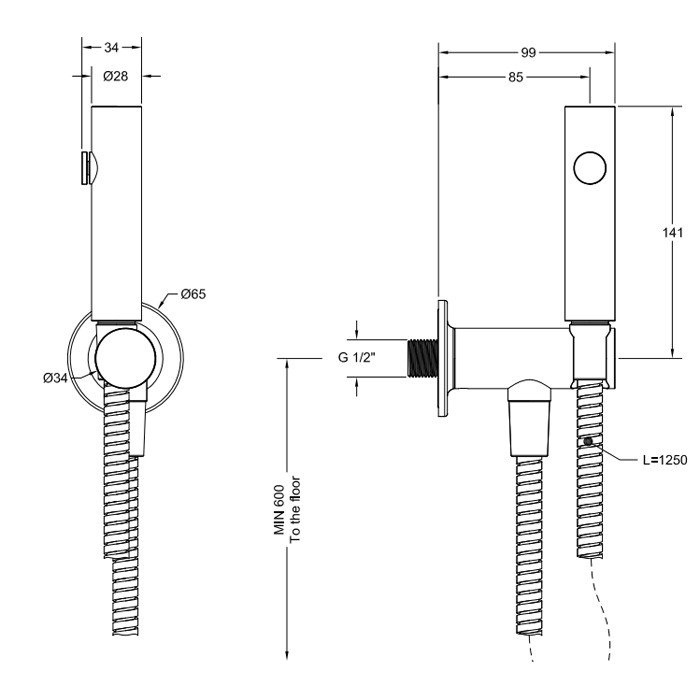 Gessi Гидроёршик настенный на 1/2", Inciso, 58151#149 цвет: finox