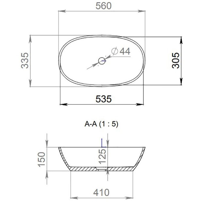 Salini раковина накладная 55,5x33, sofia, 1101206sm цвет: матовый белый